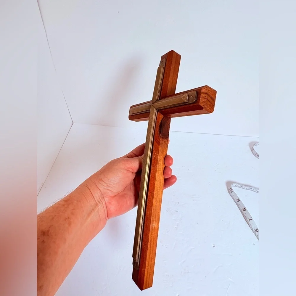 Vintage Wooden and Brass Cross/Crucifix